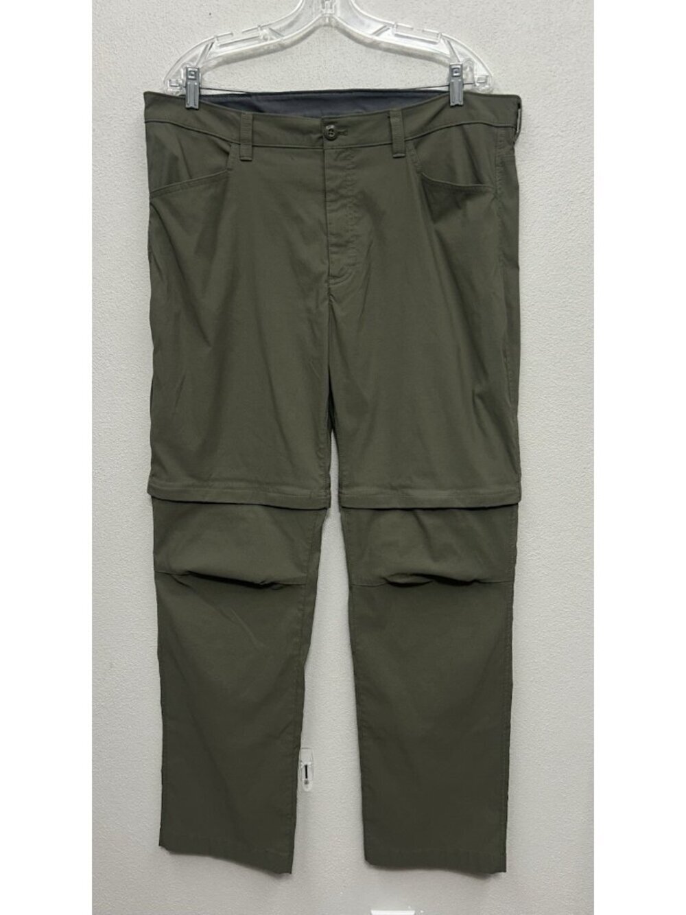 Eddie Bauer Mens Convertible Tech Pants 40x 32 Green Zip Off Hiking(actual38x32)